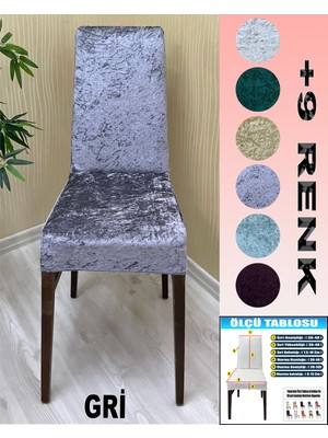 6 Adet Parlak Kadife Kumaş Sandalye Kılıfı Yıkanabilir Likralı Esnek Lastikli, Sandalye Örtü