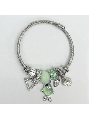 Yeşil Balık Charmlı Çelik Bileklik