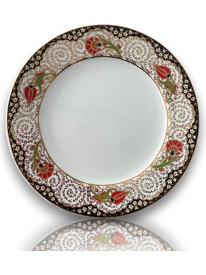 Dm Porselen Siyah Altın Porselen Tabak 25 cm