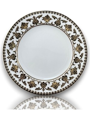 Dm Porselen Siyah Desenli Porselen Tabak 25 cm