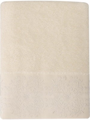 Sty Sabre Nakışlı Krem Havlu 50 x 90