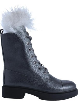 Pahabu Poletto  Hakiki Deri Grı Bot Düz  6319 24