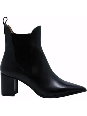 Pahabu Poletto  Hakiki Deri Sıyah Bot Topuklu 841 03