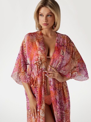 Guess Kadın Pembe Uzun Kimono