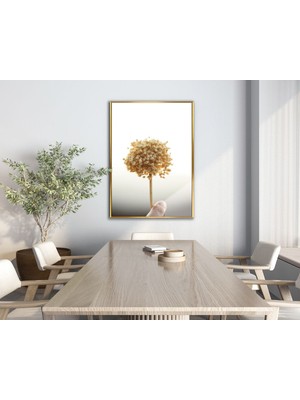 soft| Turuncu Renk Bitki Modeli 2 |çerçeveli Temperli Cam Tablo Tekli Dikey