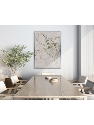 soft| Kum Çimen Desenli Modeli |çerçeveli Temperli Cam Tablo Tekli Dikey