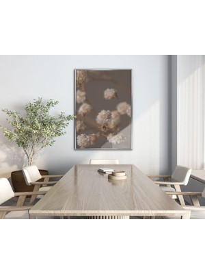 soft|beyaz Çiçek Modeli 04 |çerçeveli Temperli Cam Tablo Tekli Dikey