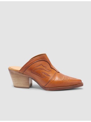 Cabani %100 Hakiki Deri Taba Kadın Kovboy Terlik