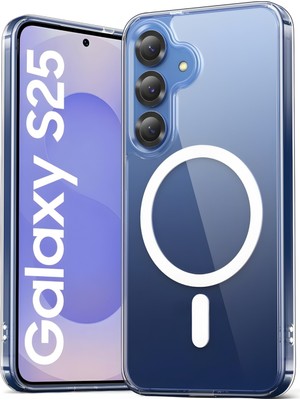 HappyCase Samsung Galaxy S25 Kılıf Magsafe Kablosuz Şarj Destekli Şeffaf Silikon Darbe Emici Özellikli