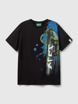 Benetton Erkek Çocuk Marvel Tshirt 6-14 Yaş Siyah