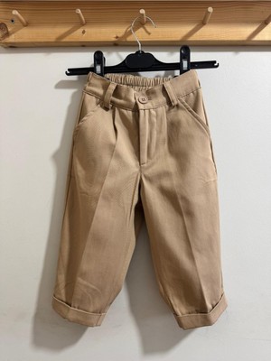 Erkek Çocuk Dokuma Kumaş Pantolon Kahverengi