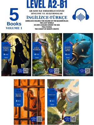 Ingilizce 5'li A2-B1 Seviye Qr Kod ile Dinlemeli ve Alıştırmalı Hikaye Seti