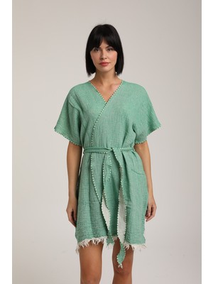 Kadın Kuşaklı Müslin Pareo Kimono P 80