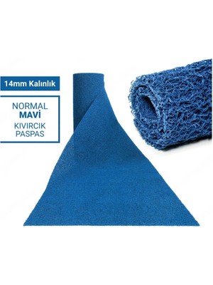 120 x 50 cm  Mavi Kıvırcık Paspas-Halı Kaymaz Yolluk Lidya 14MM