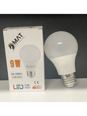Mat 9W LED Ampul 200'LÜ Set – 820 Lümen, %90 Enerji Tasarrufu