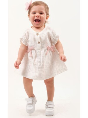 %100 Pamuk Nefes Alan Yazlık Kız Bebek Takımı – Müslin Külot Şortlu (9-12-18-24 Ay)