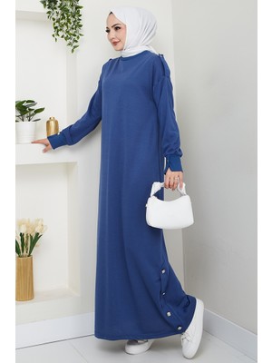 Siyar Apolet Detaylı Elbise 1424 - Indigo
