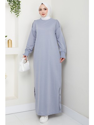 Siyar Apolet Detaylı Elbise 1424 - Gri