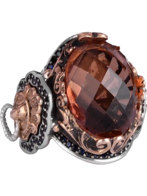 Sultanite Taş Yüzük, 925 Ayar Gümüş Erkek Yüzük, El Yapımı Aslan Başı Erkek Yüzük