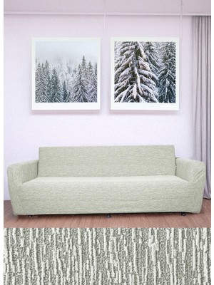 Hansaray 3 Kişilik Jakarlı Düz Desen Lastikli Koltuk Kılıfı Çekyat Koltuk Örtüsü Streç Esnek Kanepe Kılıfı