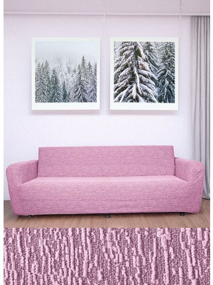 Hansaray 3 Kişilik Jakarlı Düz Desen Lastikli Koltuk Kılıfı Çekyat Koltuk Örtüsü Streç Esnek Kanepe Kılıfı