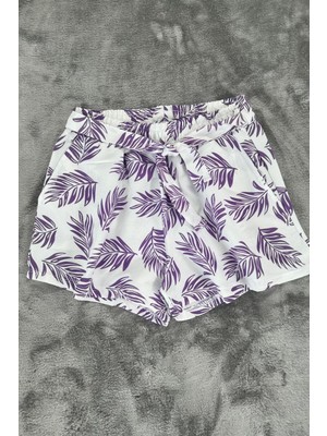 Dokuma Desenli Kemerli Cepli Kız Çocuk Şort