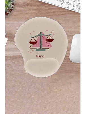 Karmat Damla, Libra, Terazi Burcu, Burçlar, Bilek Destekli, Konforlu, Ergonomik Mousepad, Bilgisayar Laptop Aksesuarı