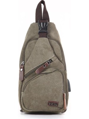 Ççs London 31184 Usb Aux Çıkışlı Kanvas Sırt Çantası Yeşil