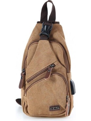 Ççs London 31184 Usb Aux Çıkışlı Kanvas Sırt Çantası Kahve