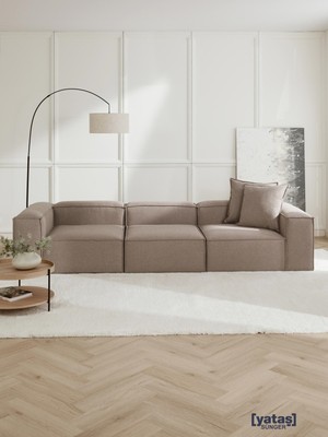 Most Mollis 3 Modül Kanepe Koltuk 10 Kahverengi Keten Kumaş Yataş Sünger (Evinize Teslim)