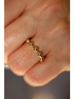 14 Ayar Altın Sıralı Topcuklar Yüzük