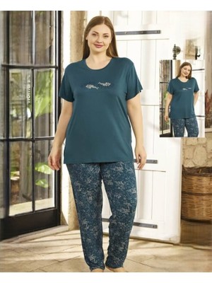 Kısa Kollu Battal Viskon Pijama Takımı 250145