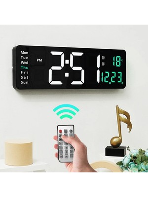Uzaktan Kumandalı LED Dijital Duvar Saati Geri Sayım Tarih Sıcaklık Çift Alarm Özellikli