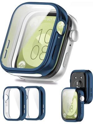Nezih Case  Huawei Watch Fit 3 Uyumlu Yumuşak Silikon 360 Tam Koruma Kasa ve Ekran Koruyucu