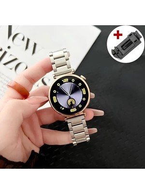 Nezih Case  Huawei Watch Gt4 / Gt5 41MM (18MM) Uyumlu Paslanmaz Çelik Metal Baklalı Kordon