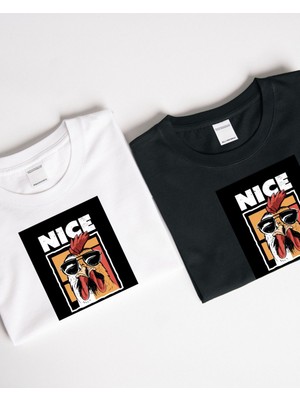 Ebii Design Absürt Tasarım Severler Için Nice Cock Temalı Baskılı T-Shirt
