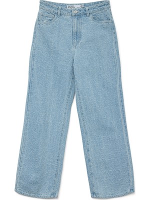 Vero Moda Yüksek Bel Geniş Paça Geniş Fit Açık Mavi Kadın Denim Pantolon Vmkathy Hr Wıde Denım Jeans YO375