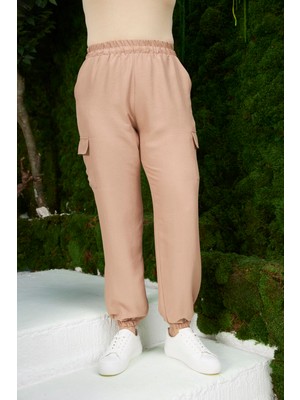 Rmg Beli Lastikli Kargo Cepli Büyük Beden Vizon Pantolon