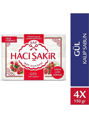 Hacı Şakir Gül Saf Kalıp Sabun Hipoalerjenik 4X150 gr Tüm Ciltler İçin Beyaz Renkli Temizlik