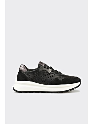 Elle Siyah Deri Kadın Spor Ayakkabı