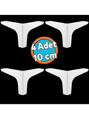 Mobilya Kanepe Sehpa Tv Ünitesi Koltuk Ayağı 10 cm Beyaz Baza Ayak 4 Adet