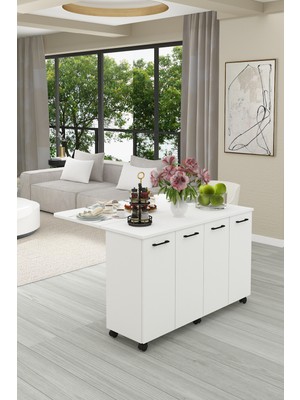 Asra Trend Lüks Mutfak Adası %100 MDF Çok Amaçlı Yemek Masası Kahve Köşesi MA-02