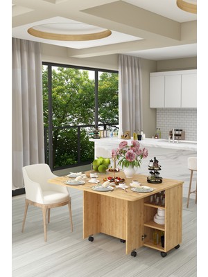 Asra Trend Lüks Mutfak Adası %100 MDF Çok Amaçlı Yemek Masası Kahve Köşesi MA-02