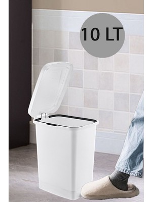 Ergonomik Pedallı Plastik Çöp Kovası ( Iç Kovasız) Kırık Beyaz