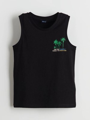 Lcw Eco siyah Bisiklet Yaka Erkek Çocuk Atlet