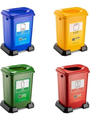 Şenyayla Sıfır Atık Geri Dönüşüm Çöp Kutusu Kovası 70 Lt 4'lü Set
