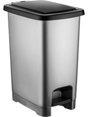 Slim Pedallı Plastik Çöp Kovası Siyah Kapaklı 60 Lt