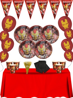 snowparty İron Man İronman  Demir Adam 32 Kişilik Doğum Günü Parti Malzemeleri Seti