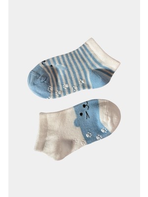 Erkek Bebek Hayvan Desenli 2'li Step Çorap