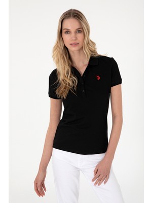 U.S. Polo Assn. Kadın Siyah Basic Polo Yaka Tişört 50300830-VR046